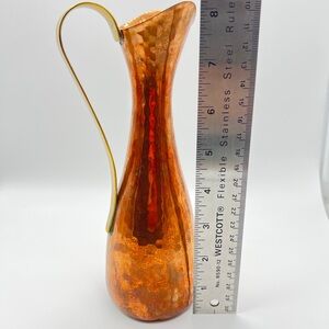 Elegant Vintage Copper Handled Hammered Vase, 8”